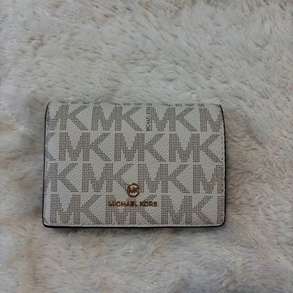 Michael Kors Beige and Brown Logo Wallet